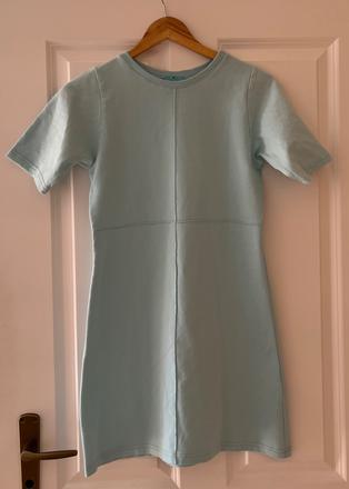 Nenosené tyrkysové minišaty/tričko plačková xs/34, xs