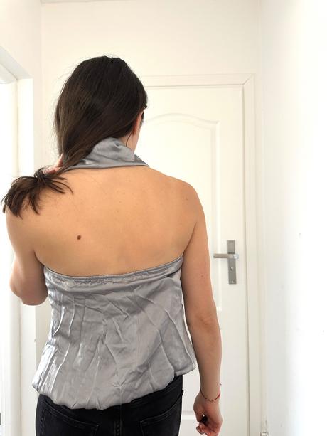 Strieborný hodvábny top imperial s ramienkami, m