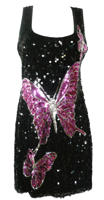 Flitrové šaty s motýľmi zn. miso, s