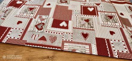Dekoračná látka - srdiečka patchwork - cena za 10, 