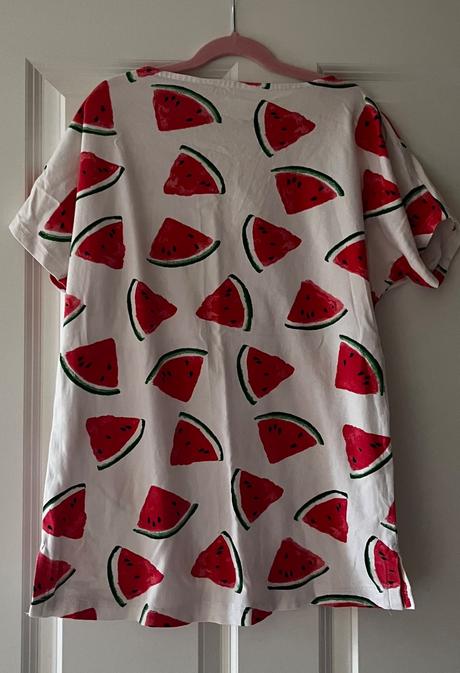 Biele melónové bavlnené handmade tričko, s/m, s