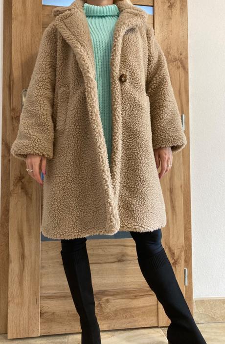 Teddy kabátik bledohnedý uni, l