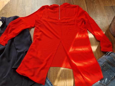 Červená predĺžená blúzka so stojačikom, l