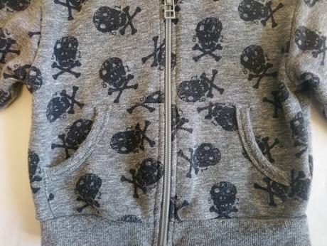 Sivá mikina s kapucňou, motív lebky, next, 72-80, next,80