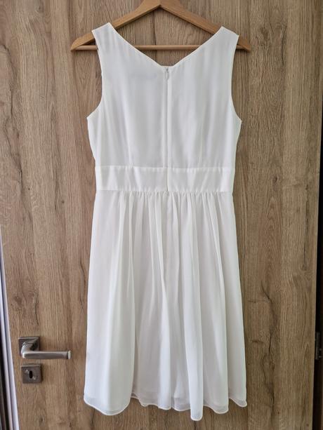 Biele šaty šifónové so saténovou podšívkou swing, 36