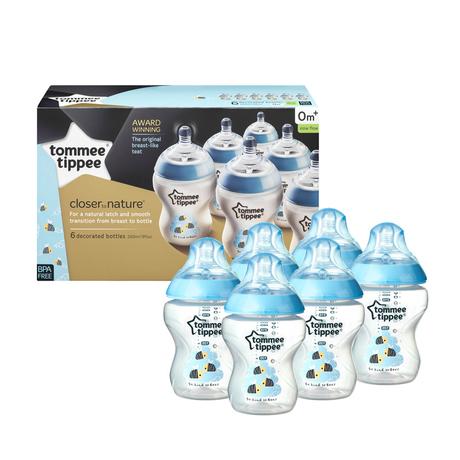 Tommee tippee 225627 sada fliaš 6ks dekor modré, 0, tommee tippee