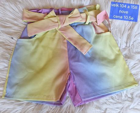Duhovane  kratasy s vysokým pasom, 104 / 110 / 152 / 158