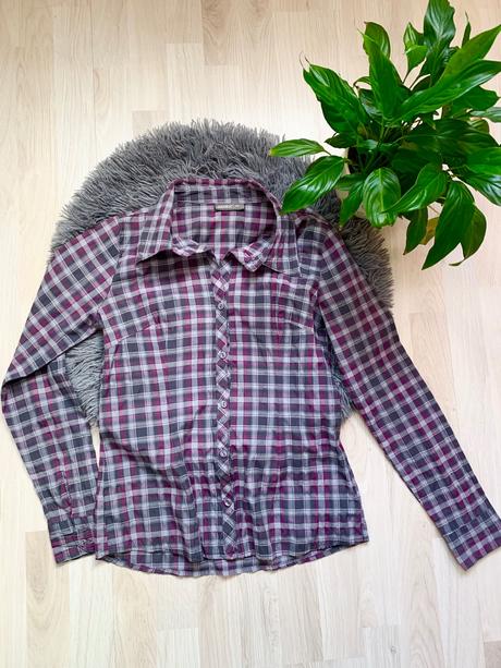 Kockovaná damska fialová košeľa, kik,xs