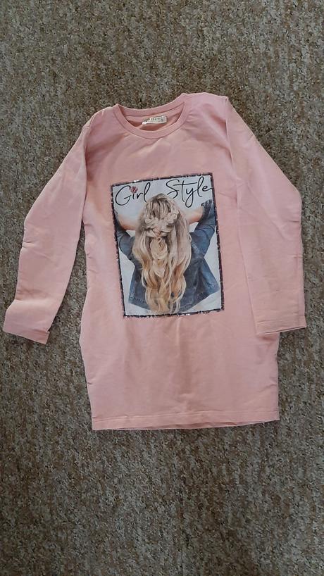 Mikina krasna dlha s dlhym rukavom, alebo šaty, 128