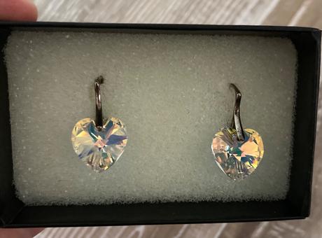 Náušnice srdiečka swarovski striebro, swarovski