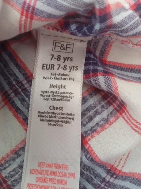 Chlapčenská kockovaná košeľa f&f (7-8 r.), f&f,128