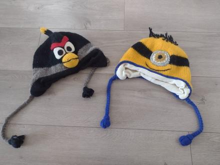 Čiapka pletená 2ks - mimoň+ angry birds,