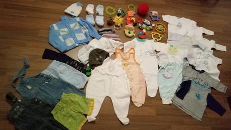 Balík oblečenia 0-6m a hračiek, 50–62