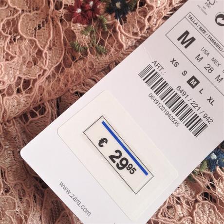 Zara cipkovy top s vysivkou vel.m, zara,m