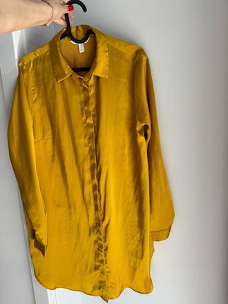 H&m predĺžená košeľa saténová šaty, h&m,l