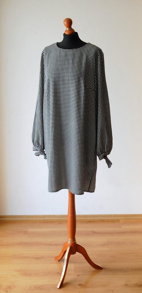 Čierno-biele gingham šaty, h&m,l