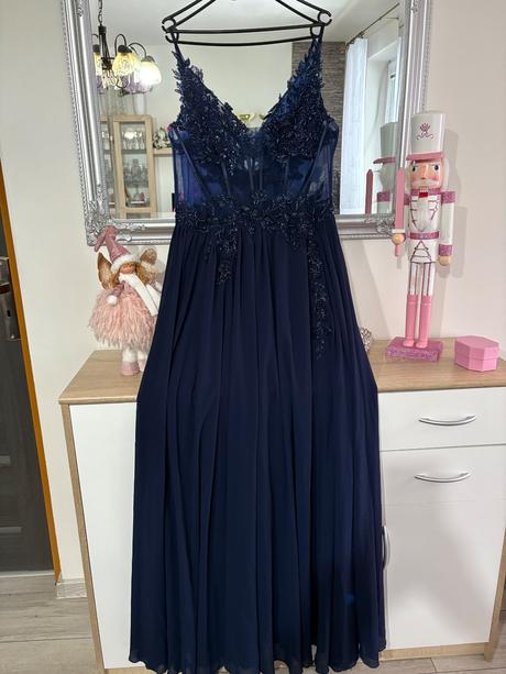 Tmavomodré spoločenské šaty, xl