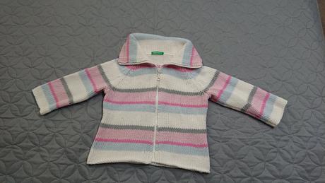Benetton krasny svetrik na zips, benetton,80