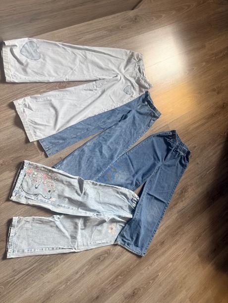 Sada širokých riflov 128/134, h&m,128