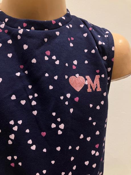 Dievčenské tmavomodré šaty so srdiečkami,8-9 r., original marines,128