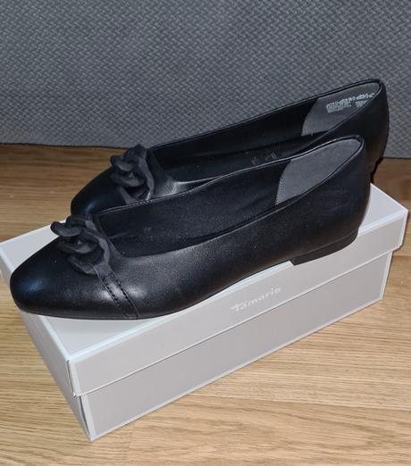 Kožené baleriny čierne tamaris, tamaris,41