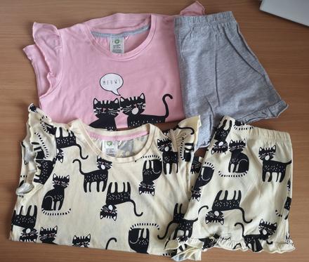 2pack pyžama s mačkami v. 122/128, lindex,128