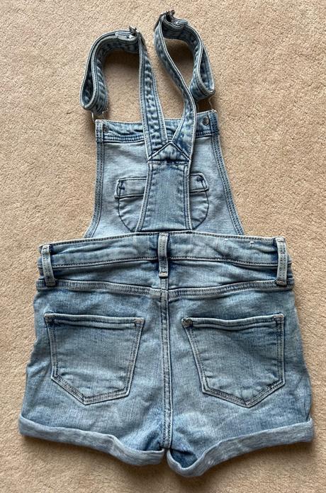 Riflové kraťasy s trakmi a mačičkou, h&m,116