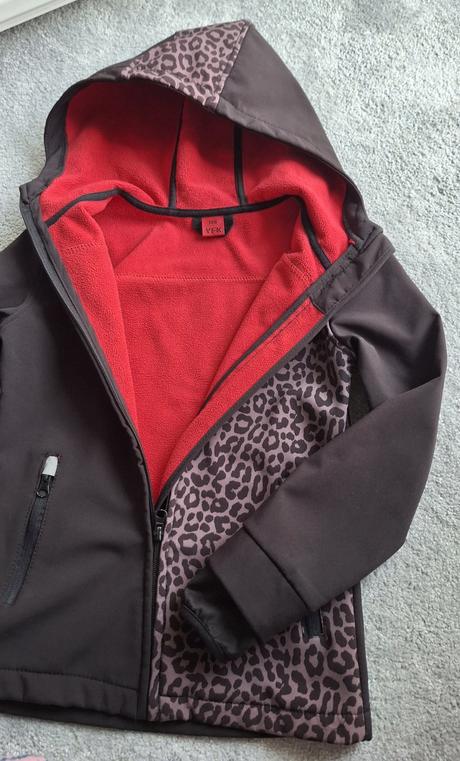 Softshelová bunda s leopardím vzorom, 128