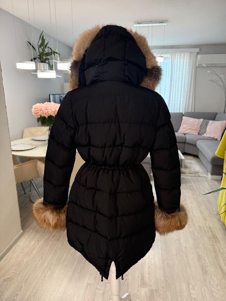 Nová luxusna parka s kožušinou veľkosť uni xs -m, m / xs