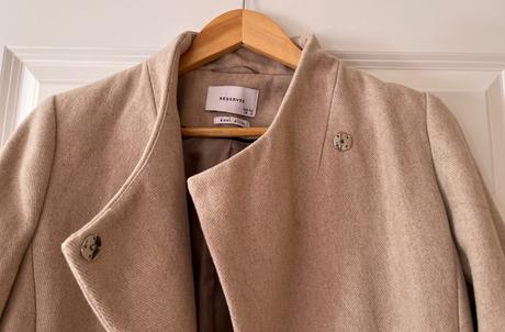 Béžový vlnený kabát, reserved, xs/34, reserved,xs