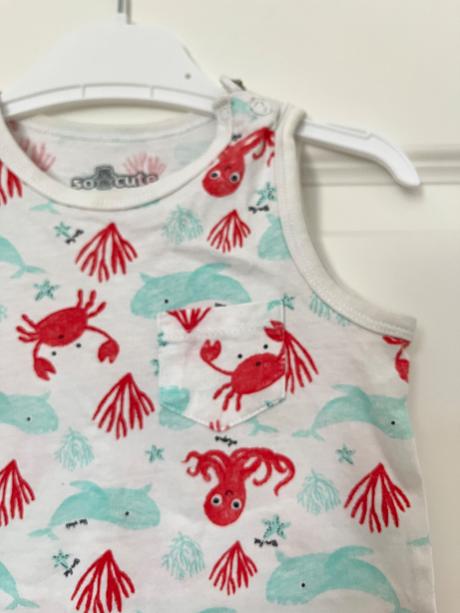 Letny romper/dupacky s kratkym rukavom, 80