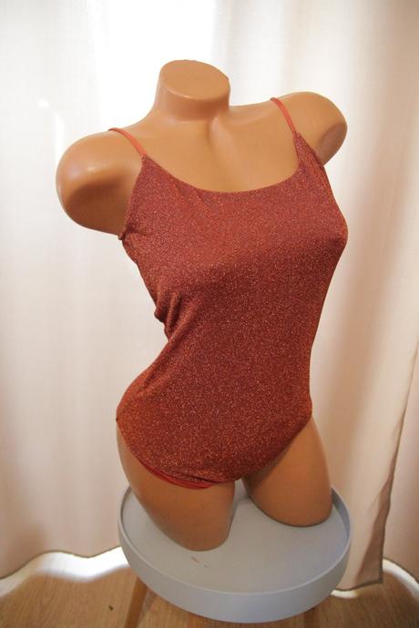 Lesklý bronzový body top, s, s