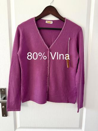 Vlnený kardigan s ozdobným výstrihom, m