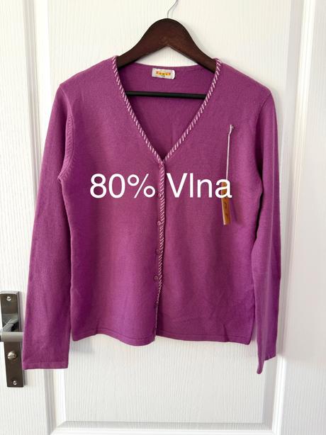 Vlnený kardigan s ozdobným výstrihom, m