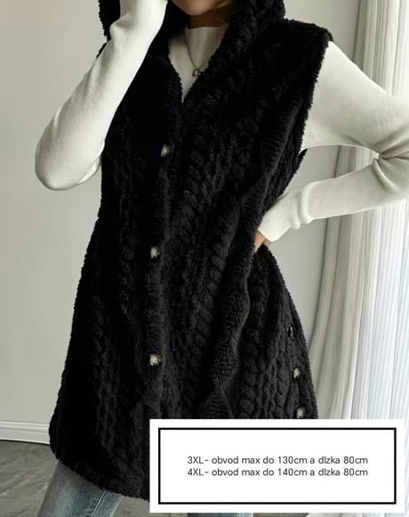 Tepla teddy vesta, dve farby plus size, 4xl / xxl / xxxl