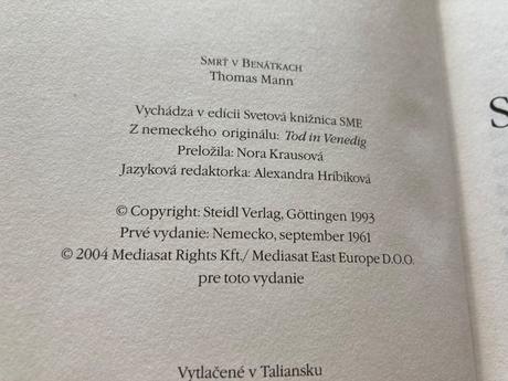 Smrť v benátkach mann thomas (2004),