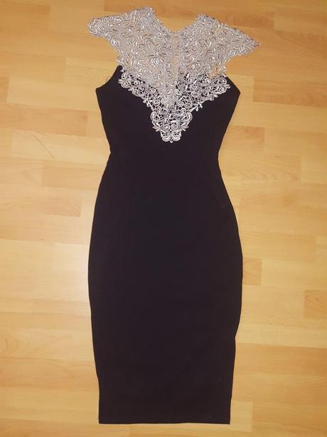 Cierne uzke saty s cipkou, 36