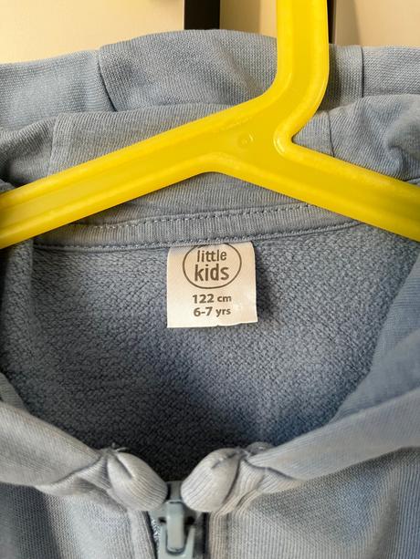 Detská svetlomodrá mikina na zips s kapucňou, 122
