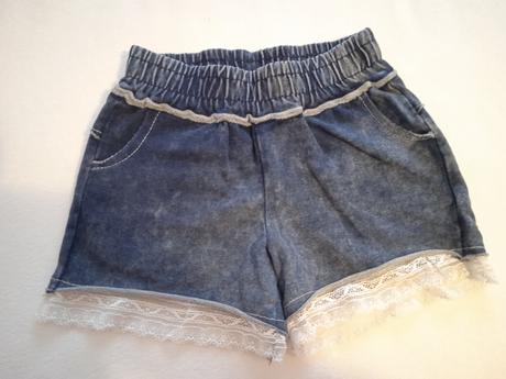 Riflové šortky s čipkou, veľ.116, 116