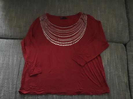 Červené tričko s lesklou aplikáciou, bonprix,56