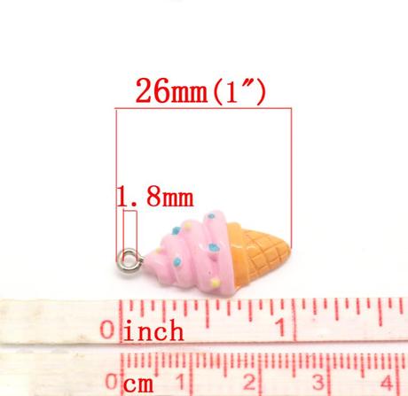 Prívesok jahodová zmrzlina 26x13 mm, 
