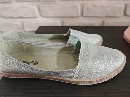 Strieborno jemne mentolove espadrilky 38, 38