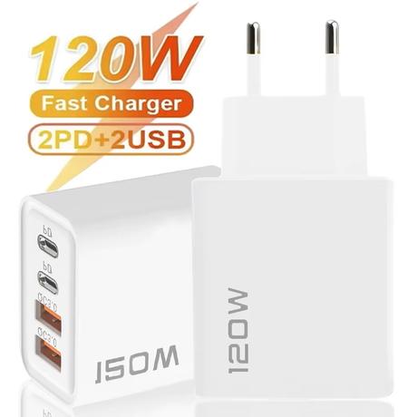 120w nabíjačka gan 4portová pd usb typu-c, 