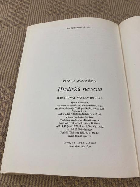 Krásna stará kniha husitská nevesta zuzka zguriška,