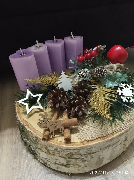 Adventna dekorácia na stôl 4xsviečky, 