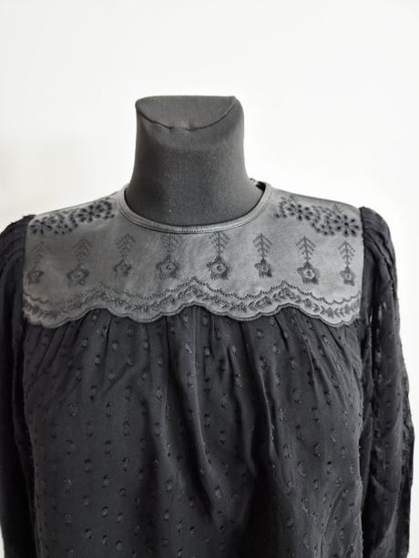 Čierna blúzka zara woman s koženým detailom, zara,xs