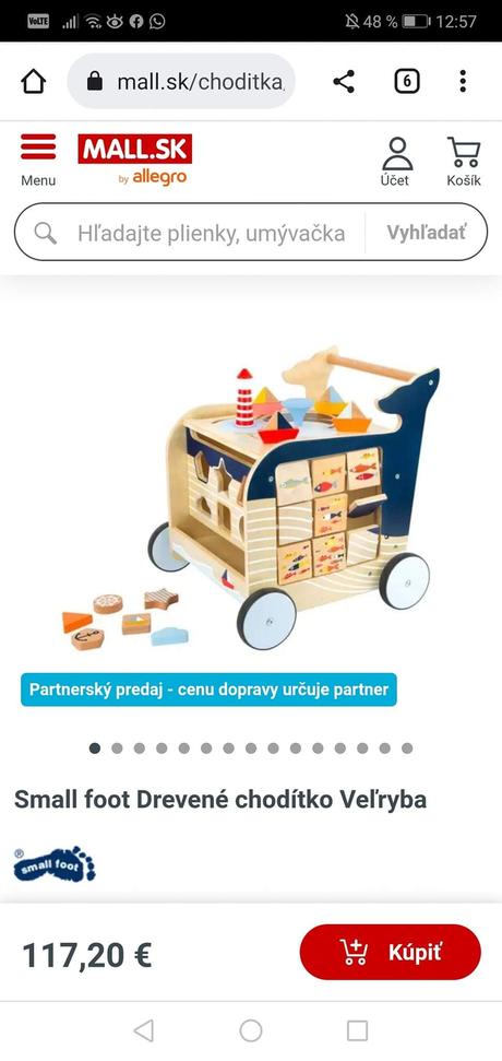 Drevené choditko velryba, 