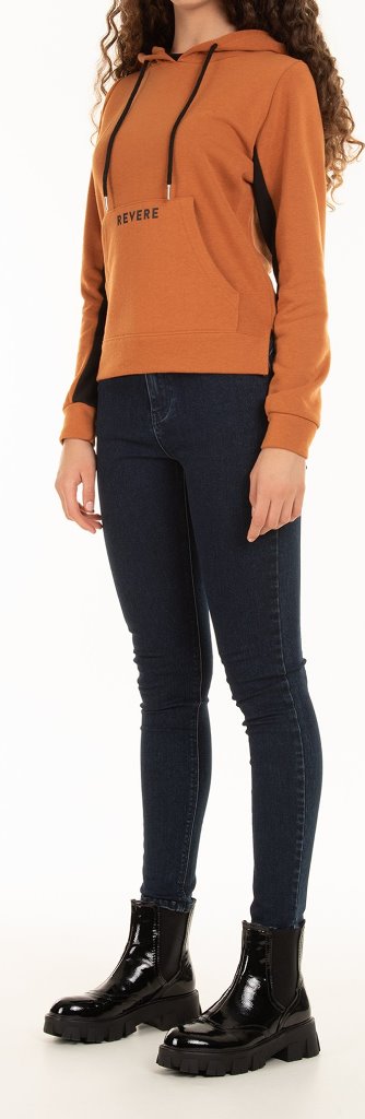 Oranžová mikina s kapucňou, v. m/l, l