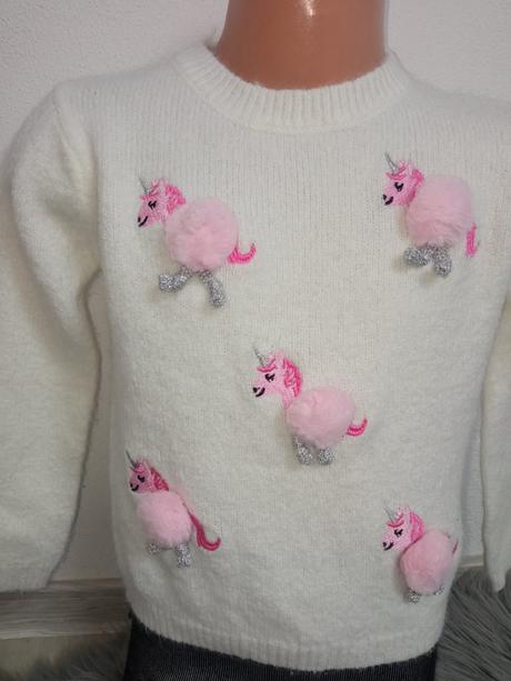Dievčenská huňatá mikina s jednorožcom (4-5r.), primark,110