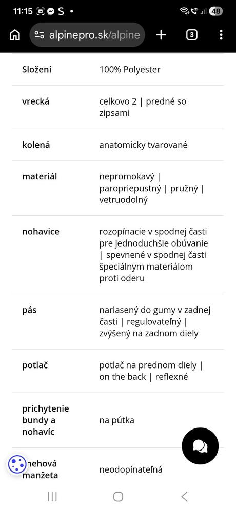 Kvalitne lyziarske nohavice, alpine pro,170